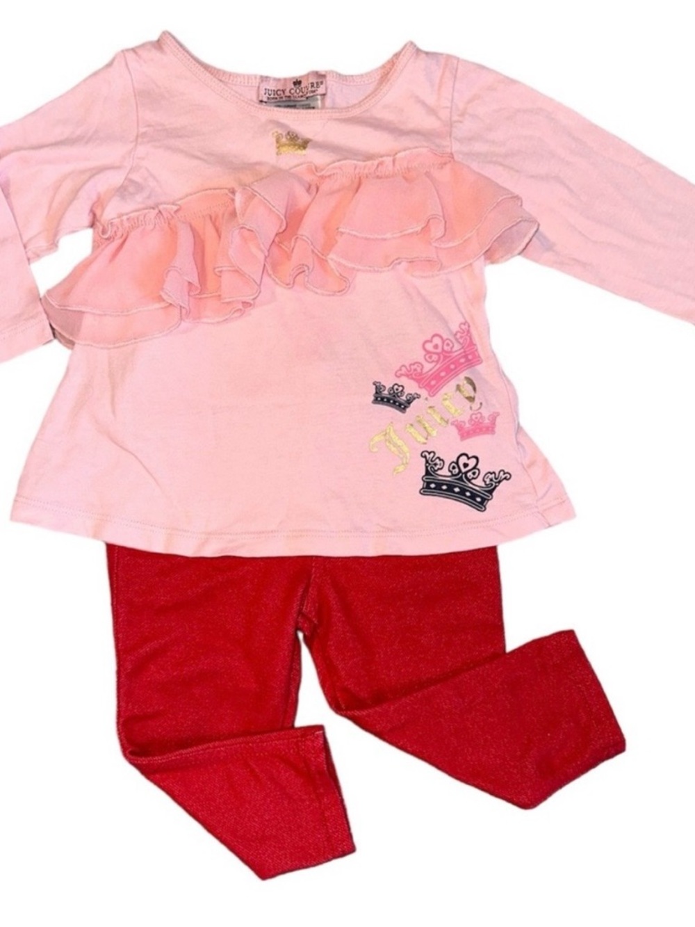 Juicy Couture Pink Long Sleeve Ruffle Top Size 6-12 Months